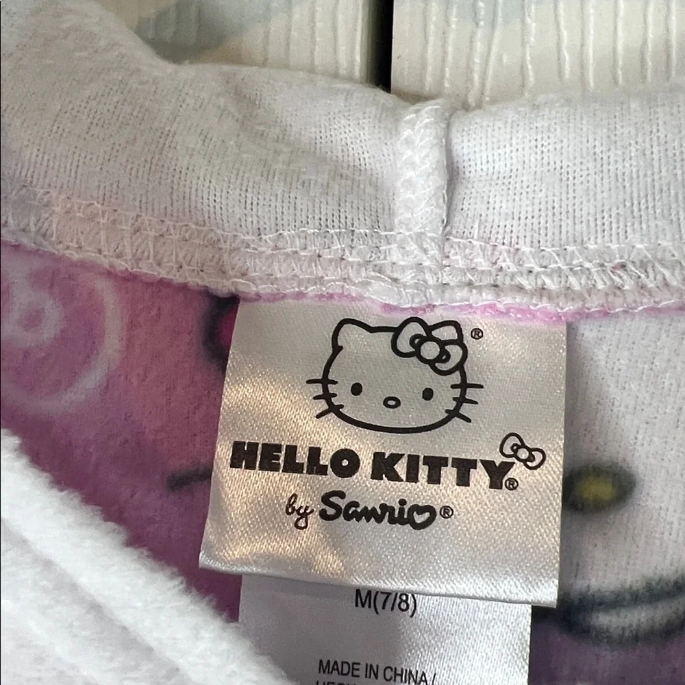 Sanrio Hello Kitty Pink and White Hooded Onesie Size M (7/8)